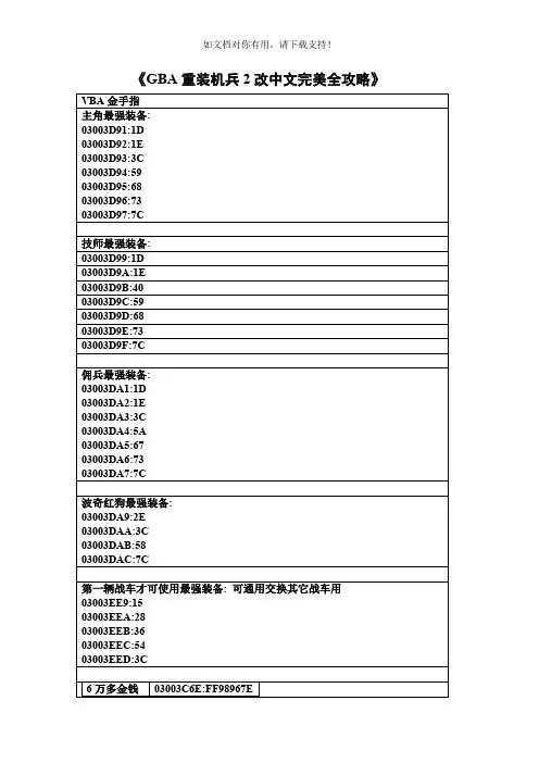 《GBA重装机兵2改中文完美全攻略》