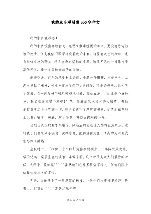 我的家乡观后感600字作文