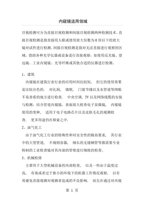 内窥镜适用领域