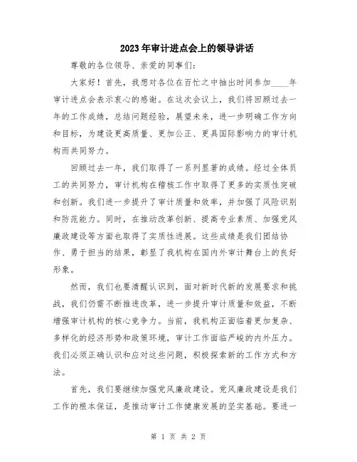 2023年审计进点会上的领导讲话