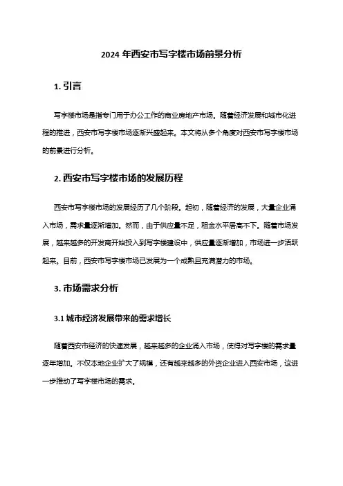 2024年西安市写字楼市场前景分析