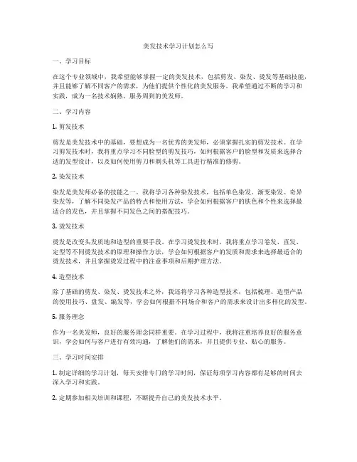 美发技术学习计划怎么写