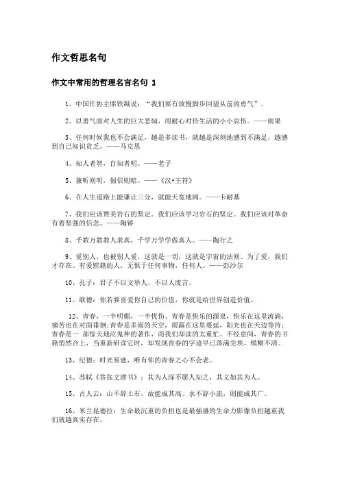 作文哲思名句