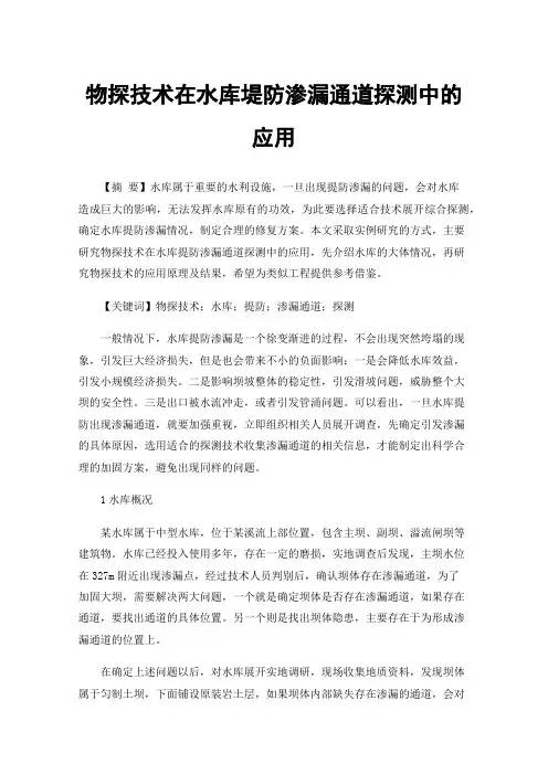 物探技术在水库堤防渗漏通道探测中的应用