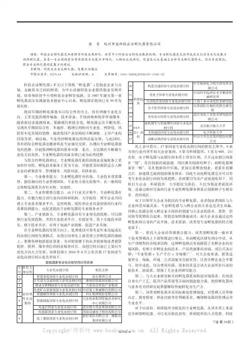 科技企业专业孵化器发展方向建议