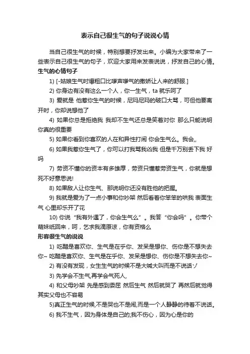 表示自己很生气的句子说说心情