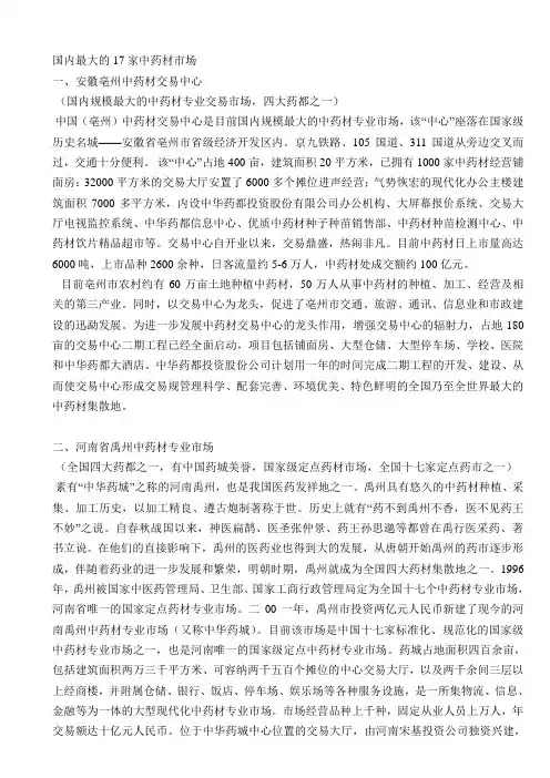 中国17个中药市场