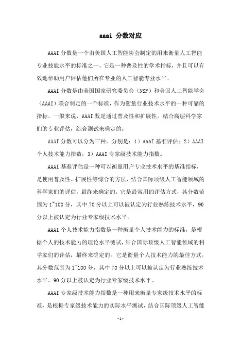 aaai 分数对应