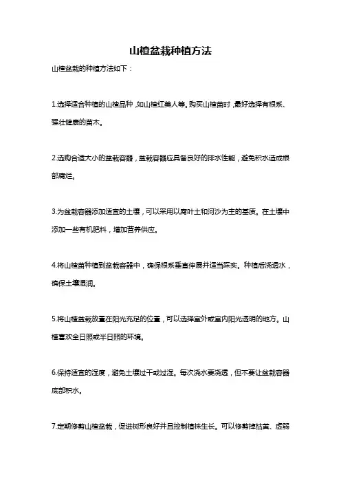 山楂盆栽种植方法