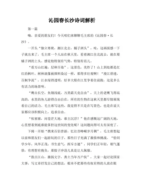 沁园春长沙诗词解析