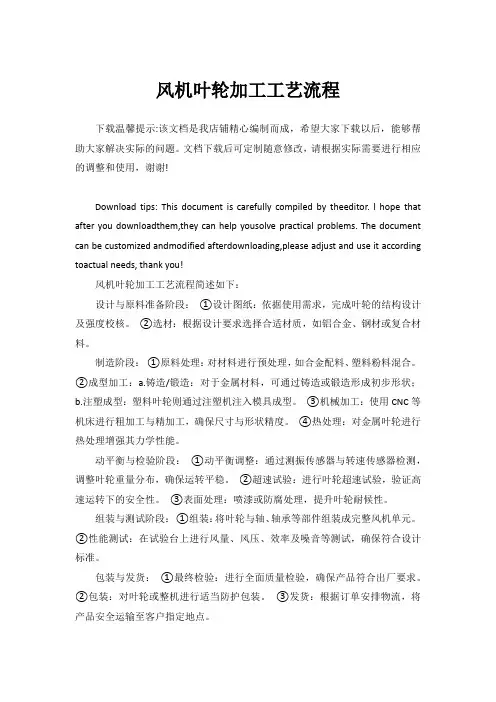 风机叶轮加工工艺流程