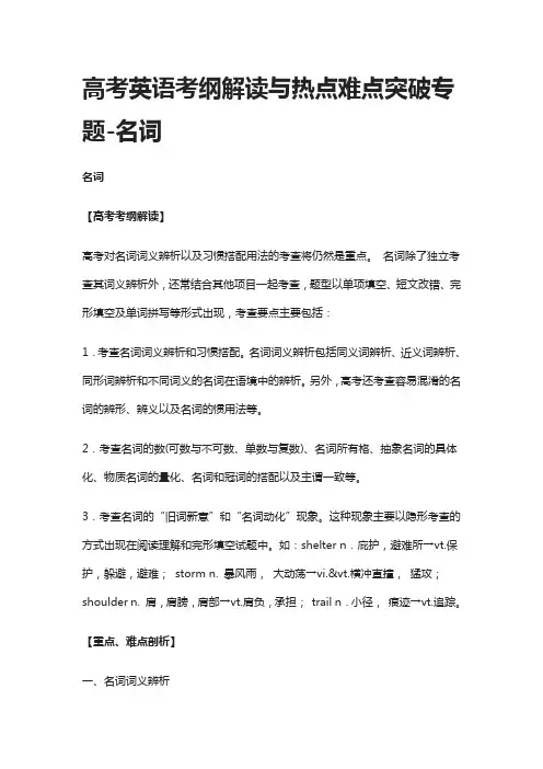 2020高考英语考纲解读与热点难点突破专题-名词