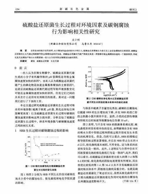 硫酸盐还原菌生长过程对环境因素及碳钢腐蚀行为影响相关性研究