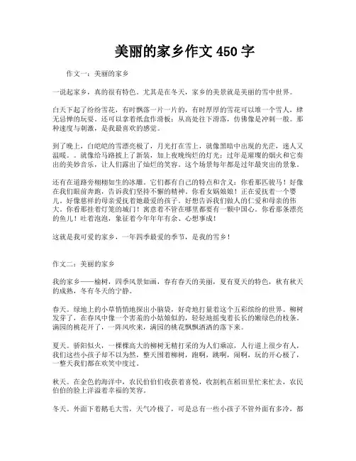 美丽的家乡作文450字