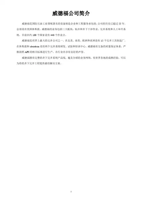 威德福可回收+永久封隔器