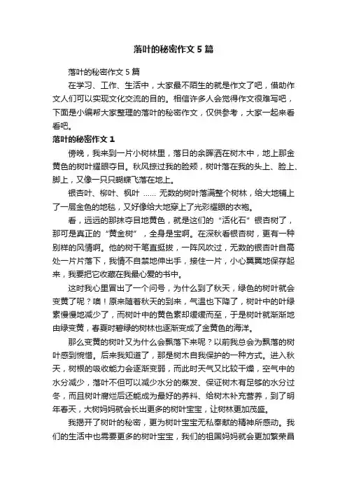 落叶的秘密作文5篇