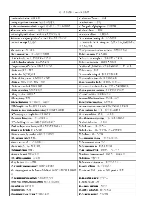 高一英语模块三unit3词组总结