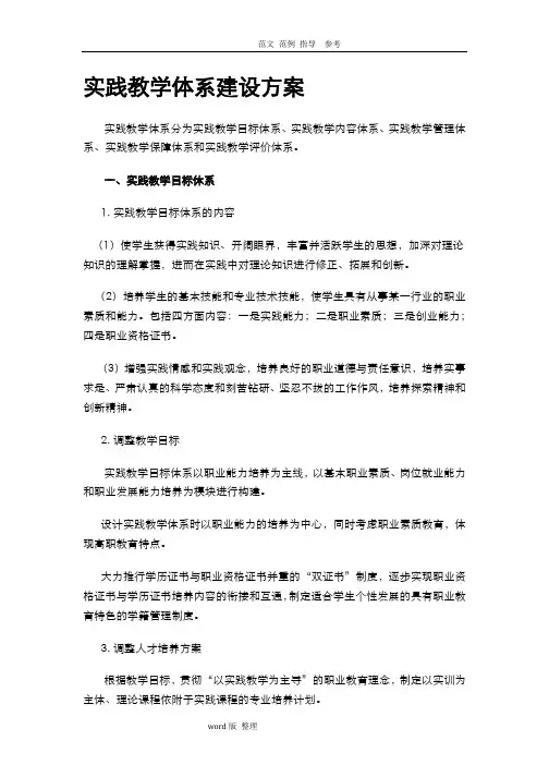 实践教学体系建设方案设计