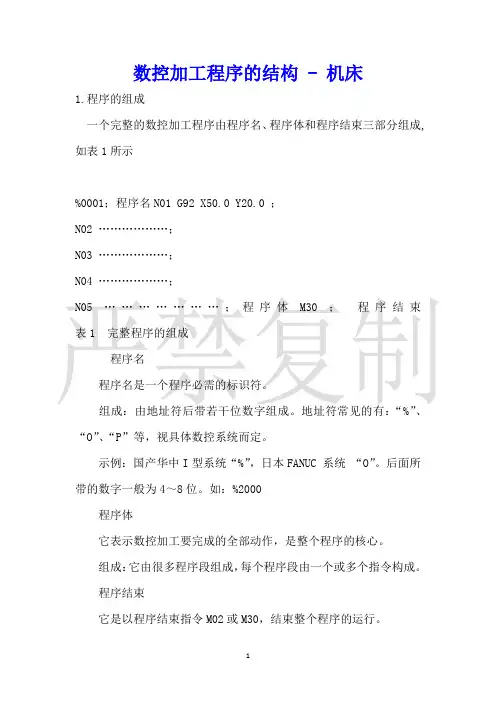 数控加工程序的结构机床