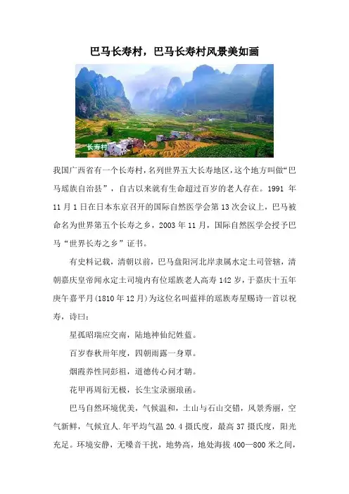 巴马长寿村,巴马长寿村风景美如画