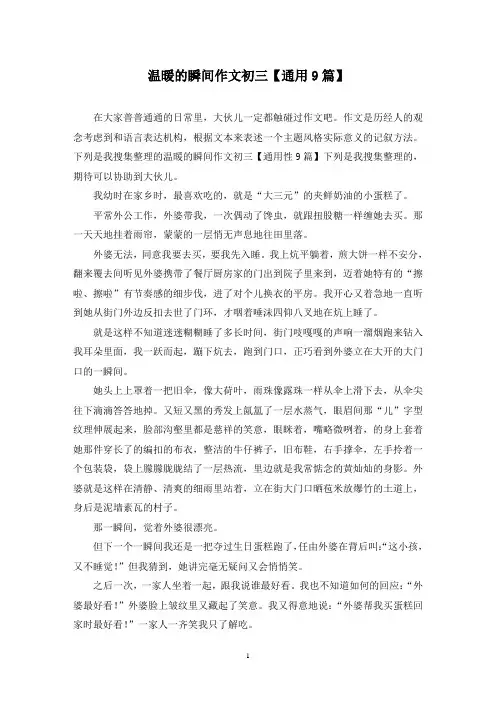 温暖的瞬间作文初三(9篇)