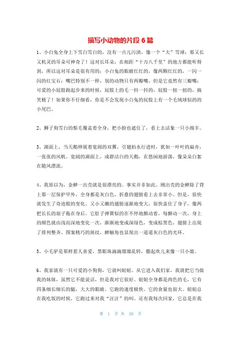 描写小动物的片段6篇