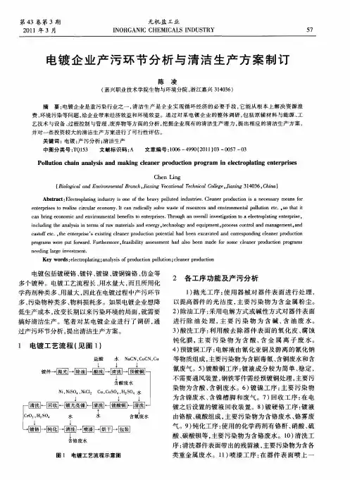 电镀企业产污环节分析与清洁生产方案制订