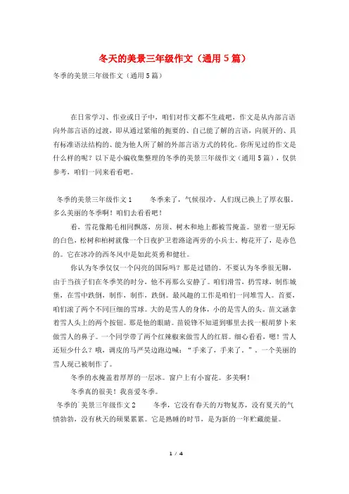 冬天的美景三年级作文(通用5篇)