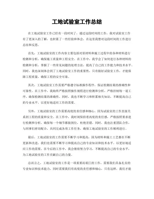 工地试验室工作总结
