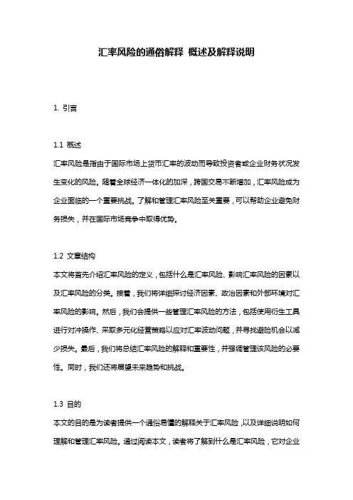 汇率风险的通俗解释_概述及解释说明
