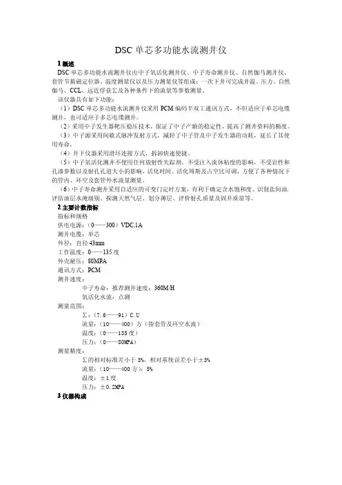 DSC氧活化水流测井仪器介绍