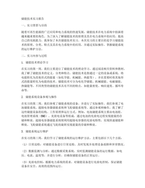 储能技术实习报告