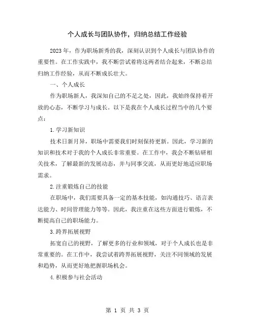 个人成长与团队协作,归纳总结工作经验