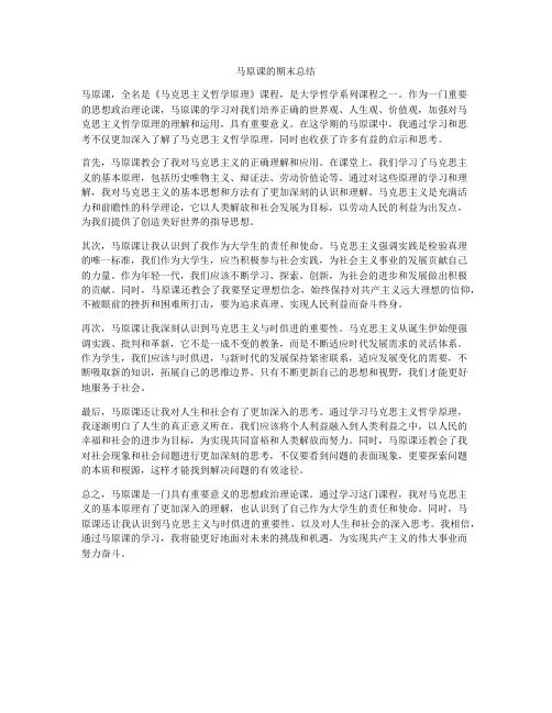 马原课的期末总结