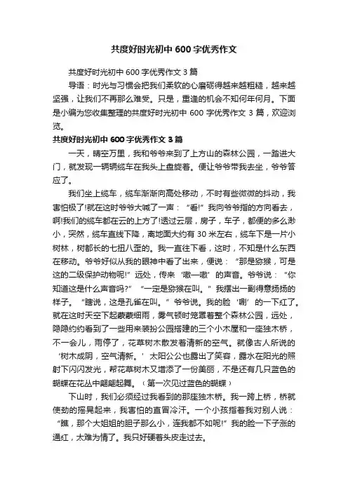 共度好时光初中600字优秀作文
