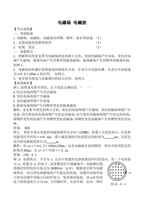 新人教版高中物理选修2-1电磁场 电磁波1