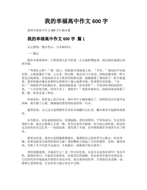 我的幸福高中作文600字