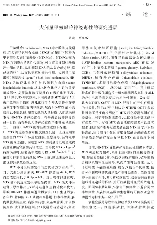 大剂量甲氨蝶呤神经毒性的研究进展