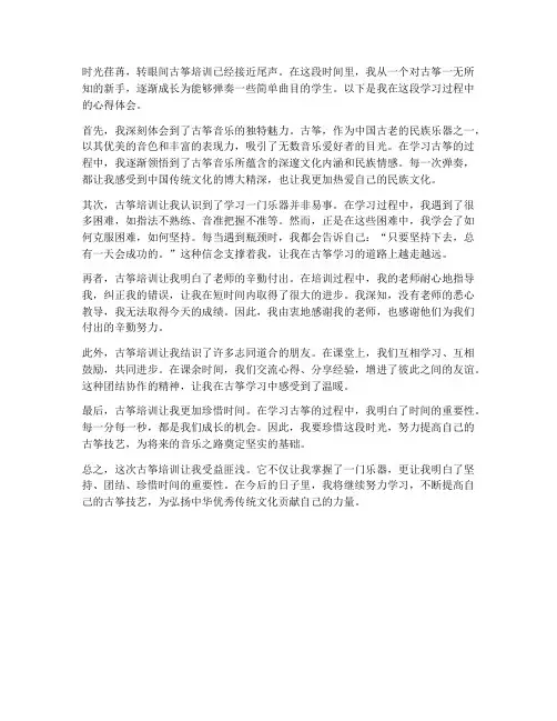 古筝学生培训心得体会范文