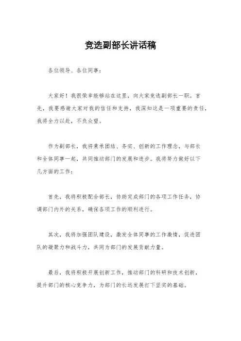 竞选副部长讲话稿