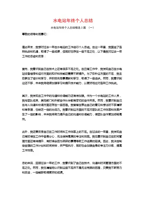 水电站年终个人总结3篇
