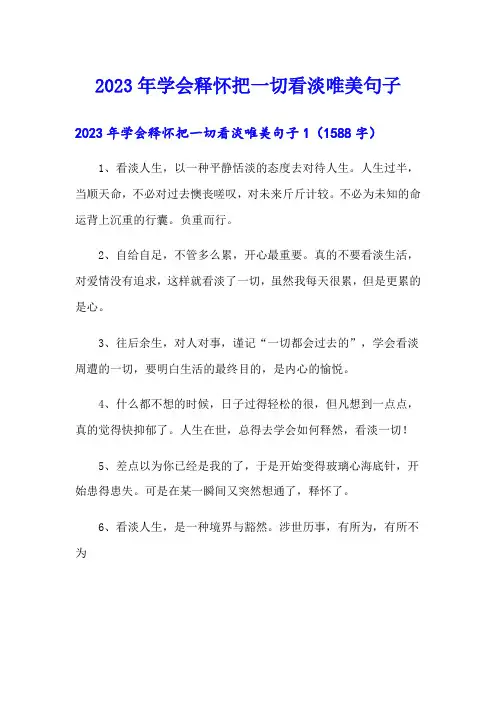 2023年学会释怀把一切看淡唯美句子【可编辑】