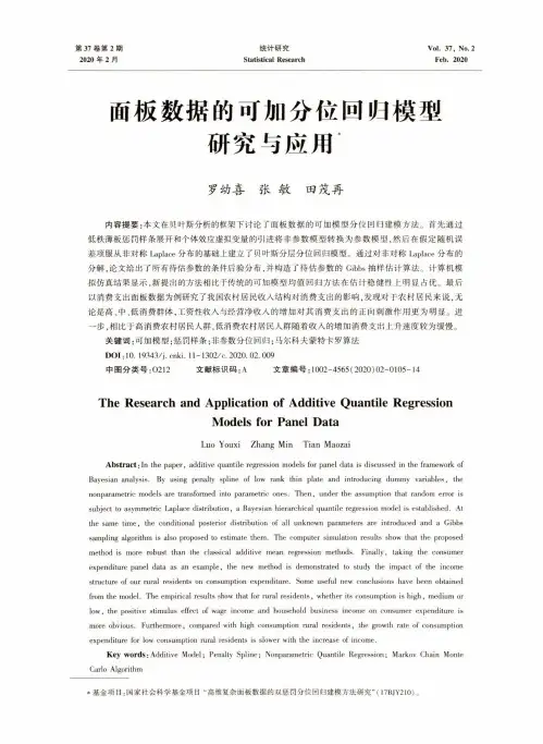 面板数据的可加分位回归模型研究与应用