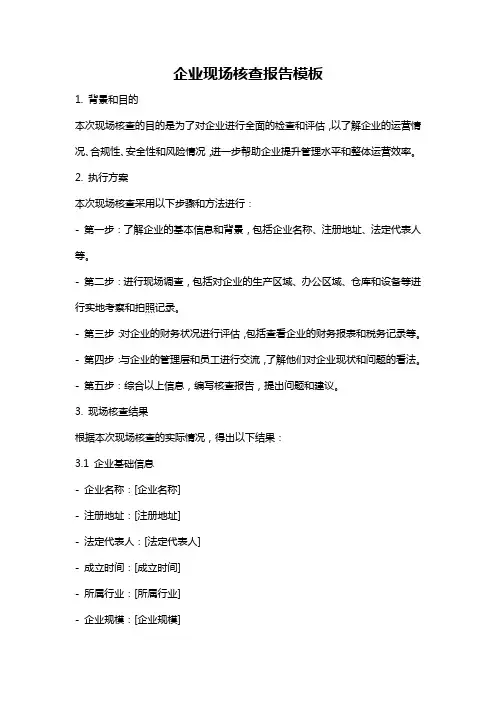 企业现场核查报告模板