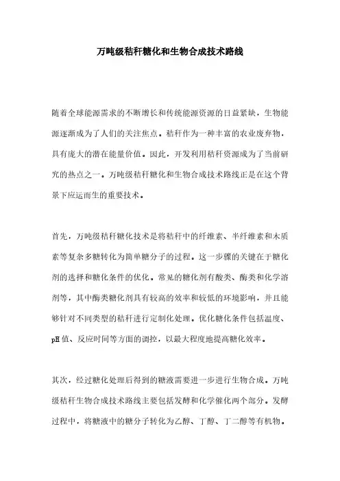 万吨级秸秆糖化和生物合成技术路线