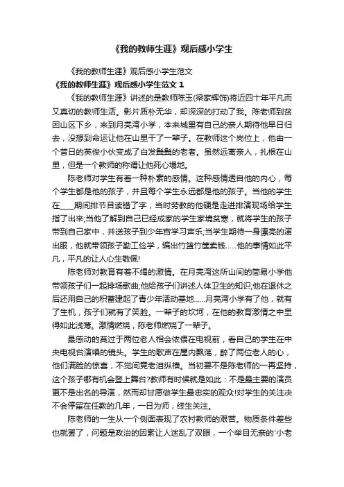 《我的教师生涯》观后感小学生