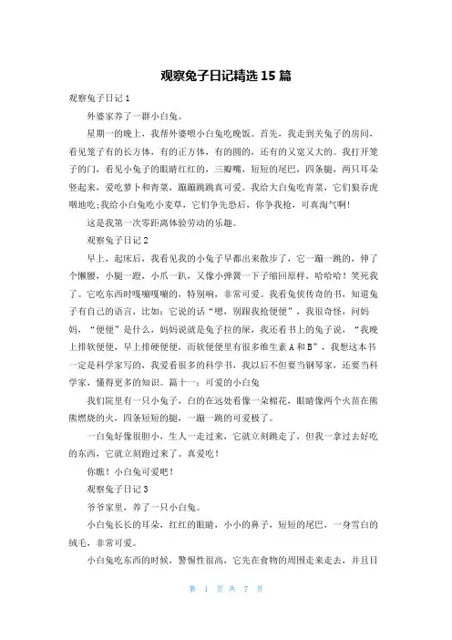 观察兔子日记精选15篇