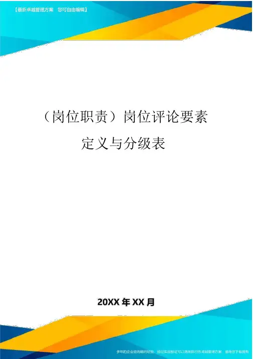 (岗位职责)岗位评价因素定义与分级表