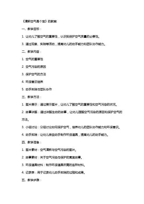 《清新空气是个宝》的教案