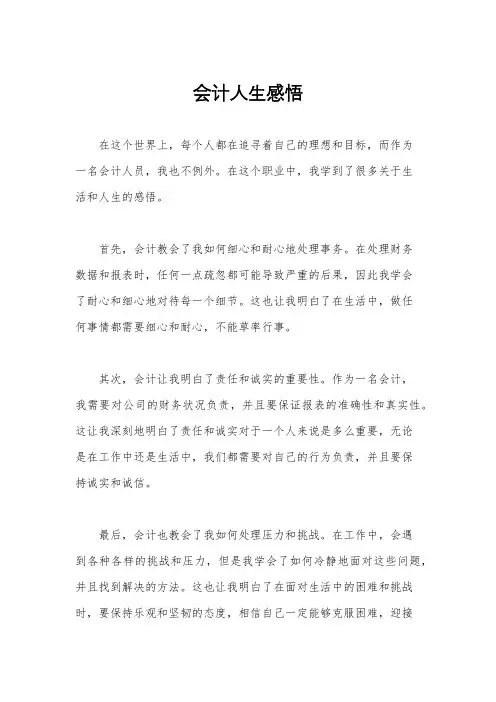会计人生感悟